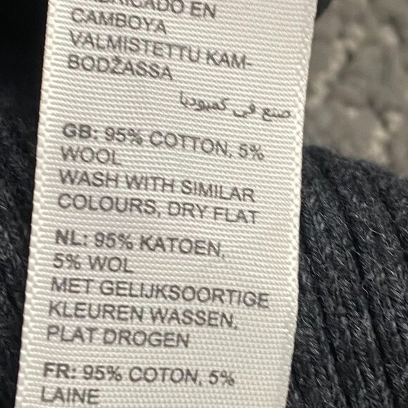 Fat Face Sweater Men's XL Charcoal Gray Wool Cotton Crew Neck - Picture 6 of 9